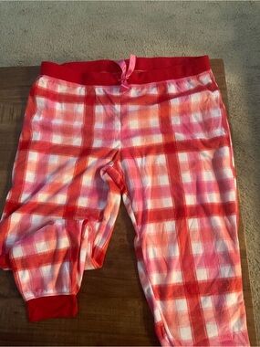 Women’s 3X Faded Glory Red & Pink Plaid Minky Fleece Pajama Pants